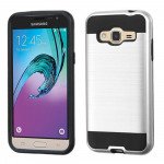 Wholesale Samsung Galaxy J7 (2015) Iron Shield Hybrid Case (Silver)